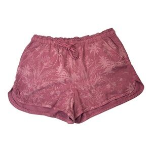 American Eagle High Waisted Taille Haute Pink Tropical Drawstring Shorts Size L